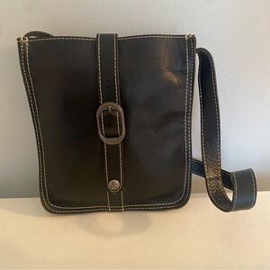 EUC Patricia Nash Venezia 100% Black Leather Crossbody Bag